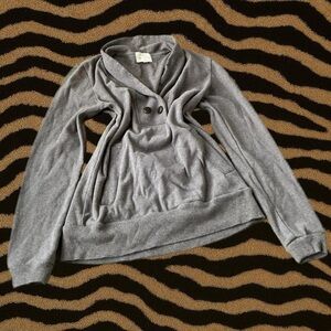 2000s Banana Republic Neutral/Brown Long Sleeve V-Neck Hoodie – Size Small